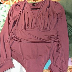 SHEIN Plum Long Sleeve Bodysuit